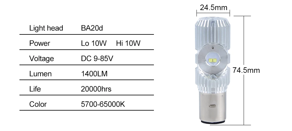 AcooSun H4 Led Bombillas фара мотоцикла лампы Led H4 HS1 BA20D P15-D 12 В 6500 к Hi/Lo луч светильник для моторов скутеров трактора