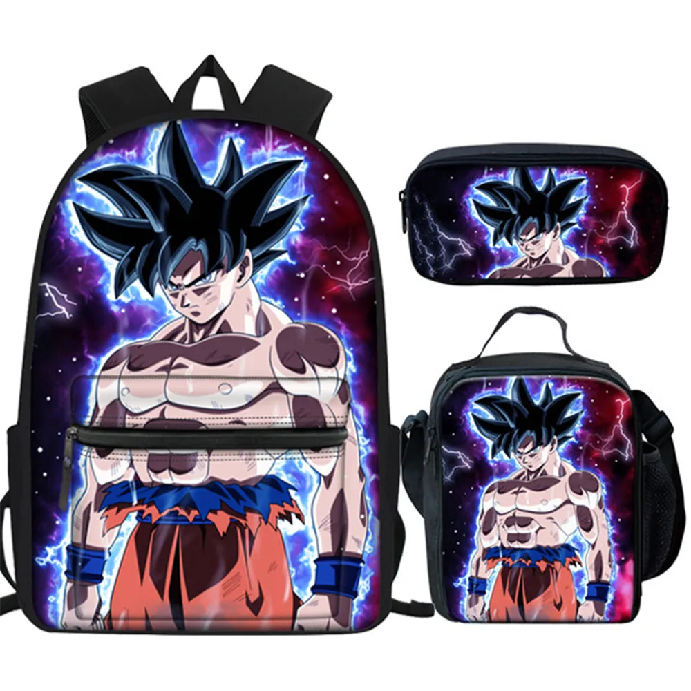 

FORUDESIGNS Large School Bags Set Dragon Ball Goku Z Vegeta Super Saiyan Print Men Laptop Bags Children Backpack School For Boys