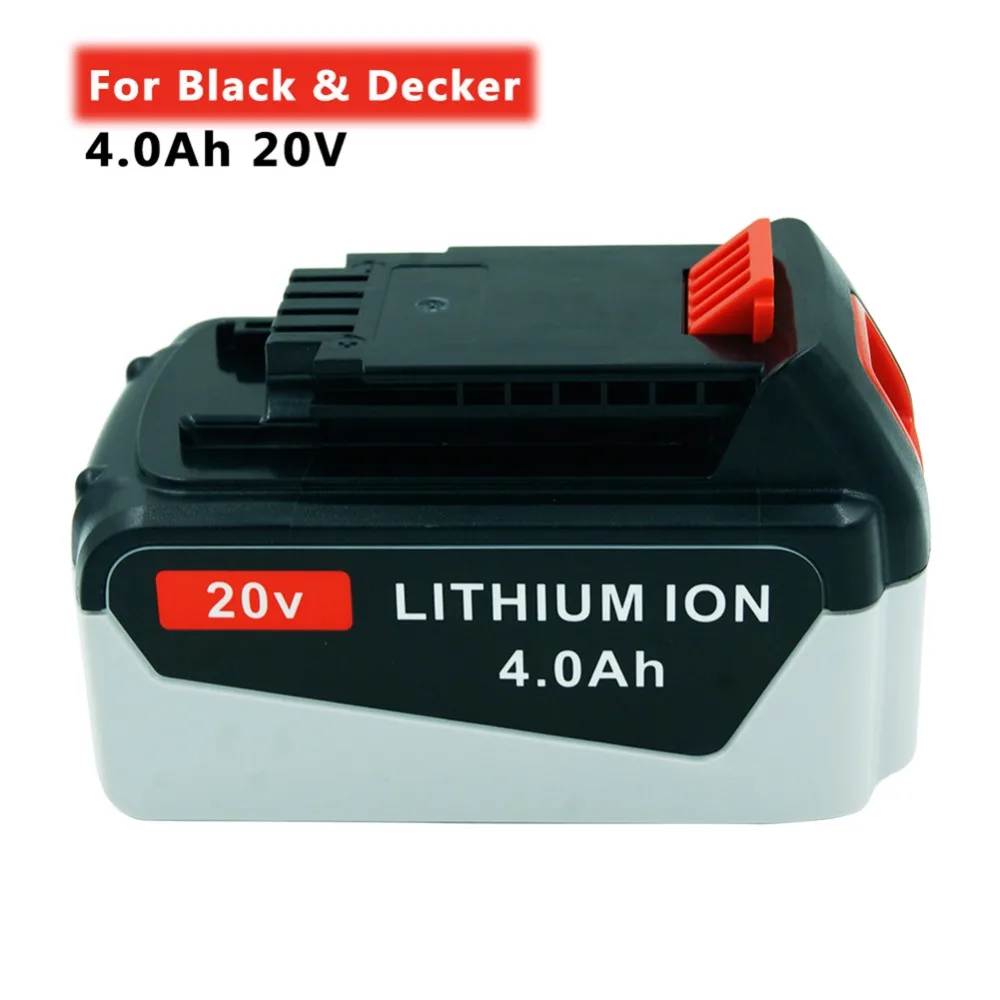 LERRONX 20VMax 4000mAh литиевая перезаряжаемая аккумуляторная батарея для Black& Decker power Tool bateria LB20 LBX20 LBXR20 LB2X4020