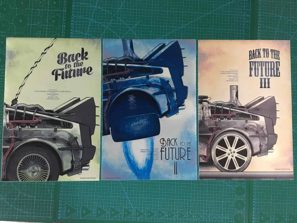 

Back to the Future I II III car 3pcs combination movie poster print silk fabric cloth wall sticker Wall Decor print
