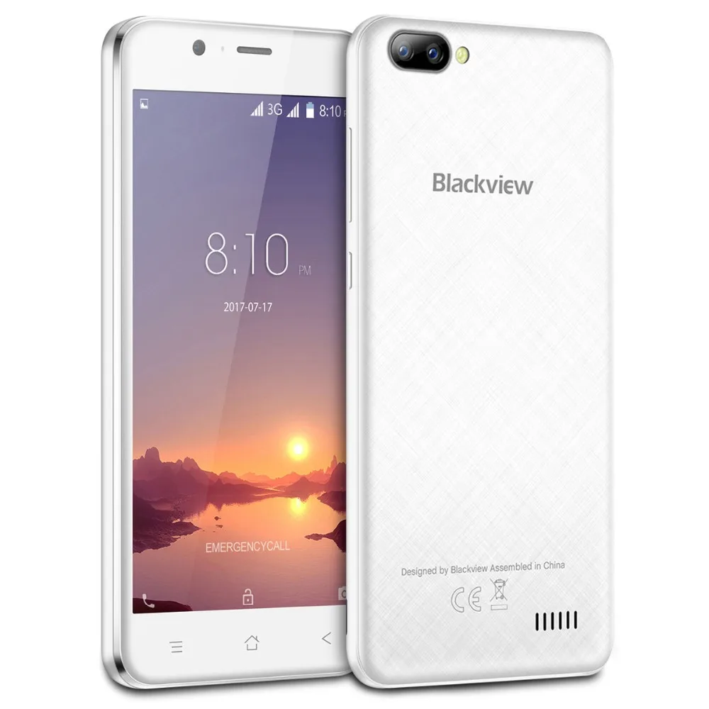 Blackview A7 MT6580A четырехъядерный мобильный телефон 5,0 дюймов двойная задняя камера Android 7,0 смартфон 2800 мАч 1 Гб ram 8 Гб rom мобильный телефон