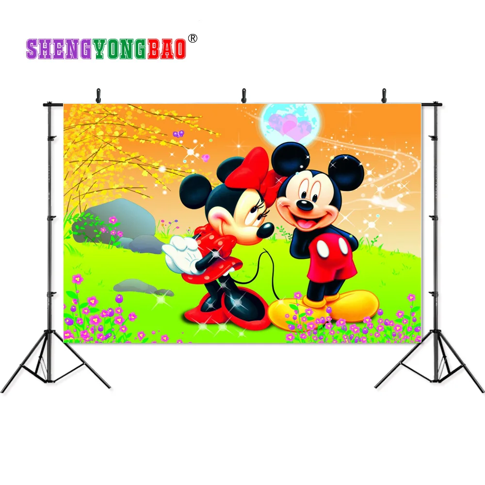 

SHENGYONGBAO 210cm*150cm Vinyl Backdrops for Photography Mickey Mouse Photo Studio Background NML-1081
