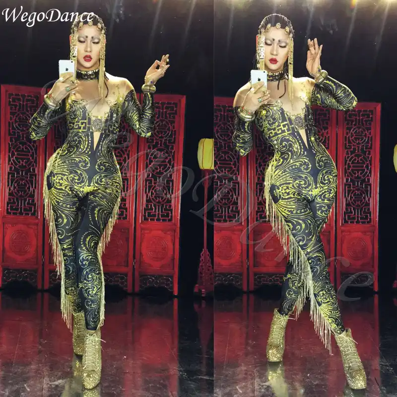 black and gold one piece jumpsuit