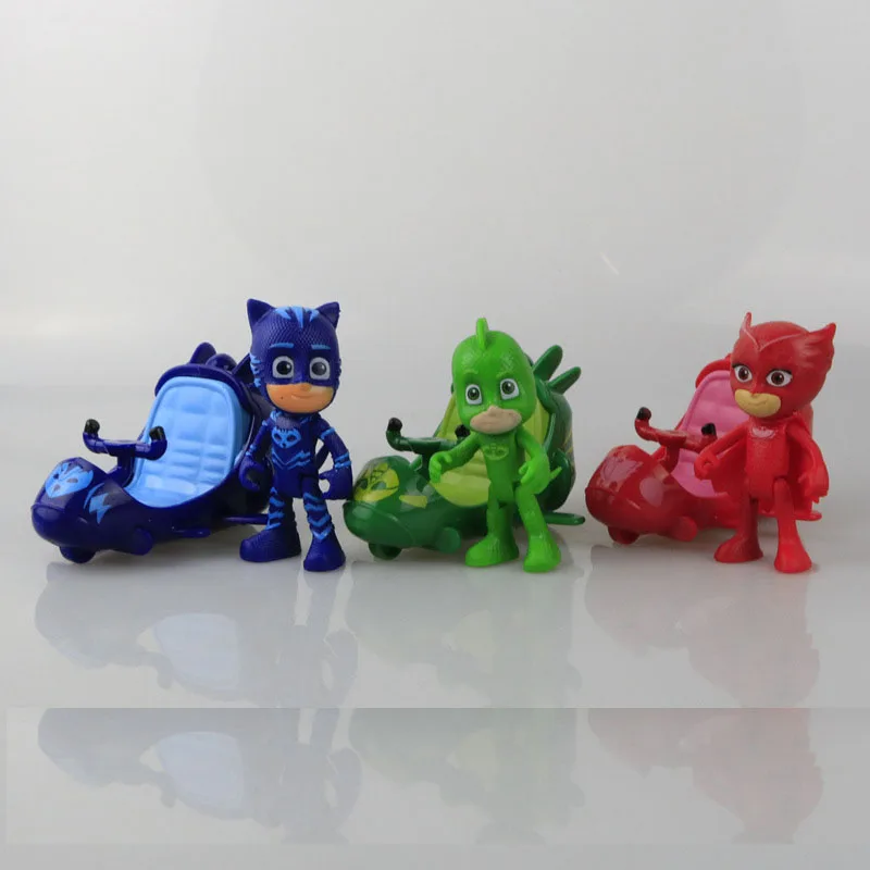 3pcs set Pj Cartoon Mask Small spacecraft Masked Heroes Toys Action Figure Toy For Children Kids