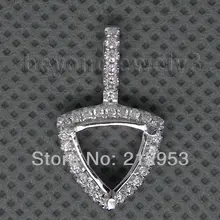 Dia установочный кулон, винтажный триллион 8,5 мм цельный 18kt белый золотой установочный кулон P269A