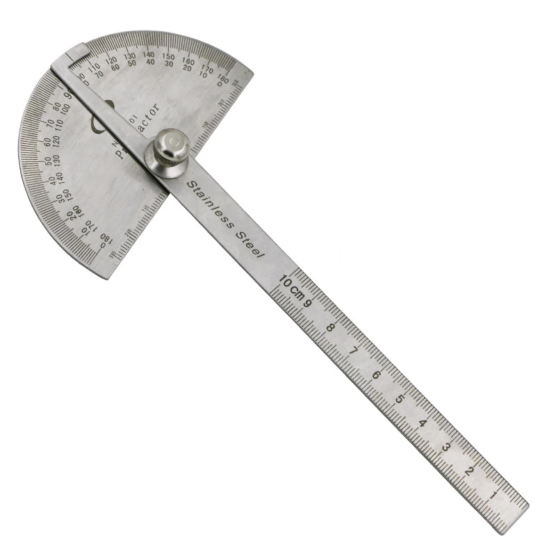 Stainless Steel Protractor 0-180 degrees with Round Head Angle Finder Arm WG-004 