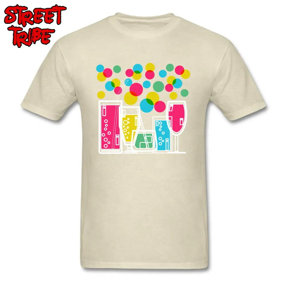 Tops T Shirt Normal Father Day Fitted Printed On Short Sleeve Pure Cotton O-Neck Men Tshirts Printed On Tops T Shirt cocktail party beer drink colorful bottle beige