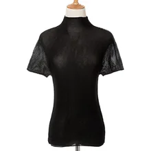 Changpleat перспективная женская футболка Miyak плиссированная водолазка эластичная одежда большого размера короткий рукав тонкие черные футболки Tide