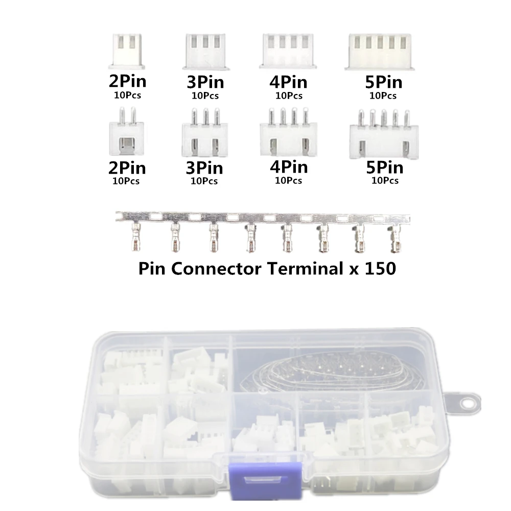 230pcs XH2.54 2p 3p 4p 5 pin 2.54mm Pitch Terminal Kit / Housing / Pin Header JST Connector Wire Connectors Adaptor XH DIY Kits