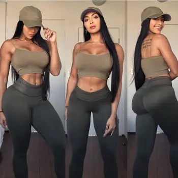 

Women Yoga Pants High Waist Stretch Leggings Plus Size Solid Color Slim Professional Long Sports Trousers