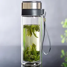 1 шт. двухслойная стеклянная бутыль для чая или воды Фруктовая ваза бутылки для воды с нержавеющей стали инфузионный стакан EKD 1460