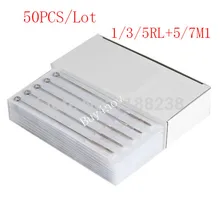 50 шт Смешанные одноразовые стерильные иглы для татуировки круглый вкладыш 1/3/5RL одиночный стек Magnum 5/7M1 для тату машины наконечники наборы