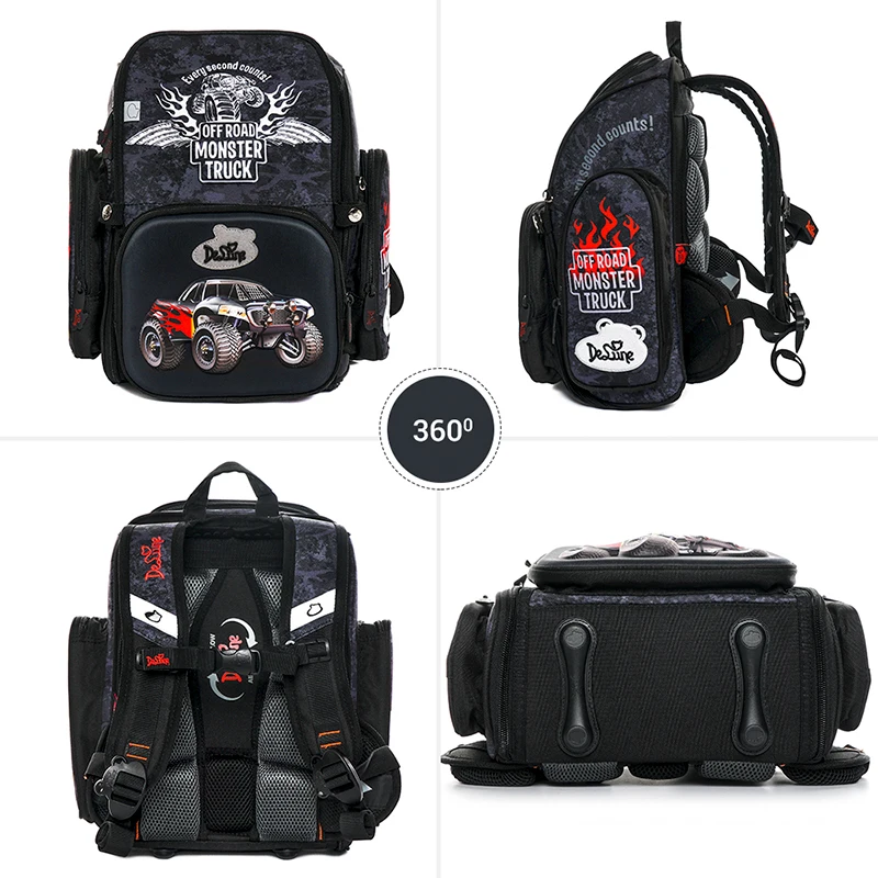 Delune 2020 3D Car Pattern School Bags For Boys Cartoon Backpacks Children Orthopedic Backpack Satchel Mochila Infantil Grade 3