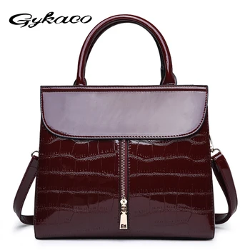 

Gykaeo 2019 European and American Style Luxury Handbags Women Bags Designer Patent Leather Tote Bag Ladies Fashion Shoulder Bags