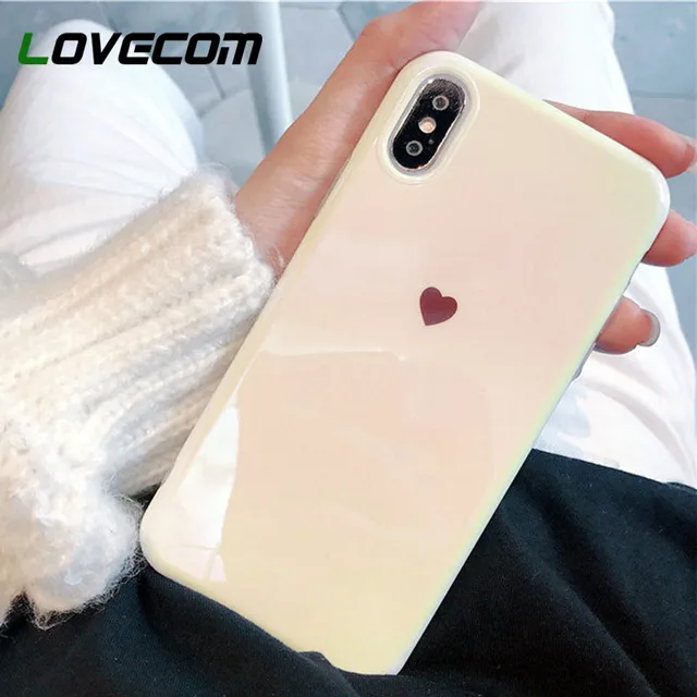LOVECOM Blu-Ray Phone Case For iPhone XR XS Max X 6 6S 7 8 Plus Fashion Heart Soft IMD Phone Back Cover Cases High Quality