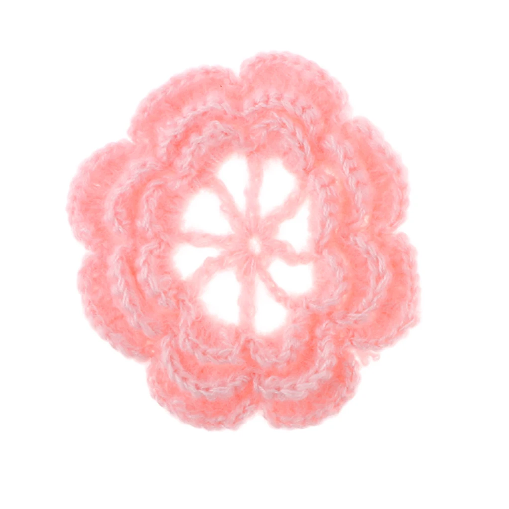 2Pcs Handmade Large Crochet Flowers Crafts Embellishment Applique DIY