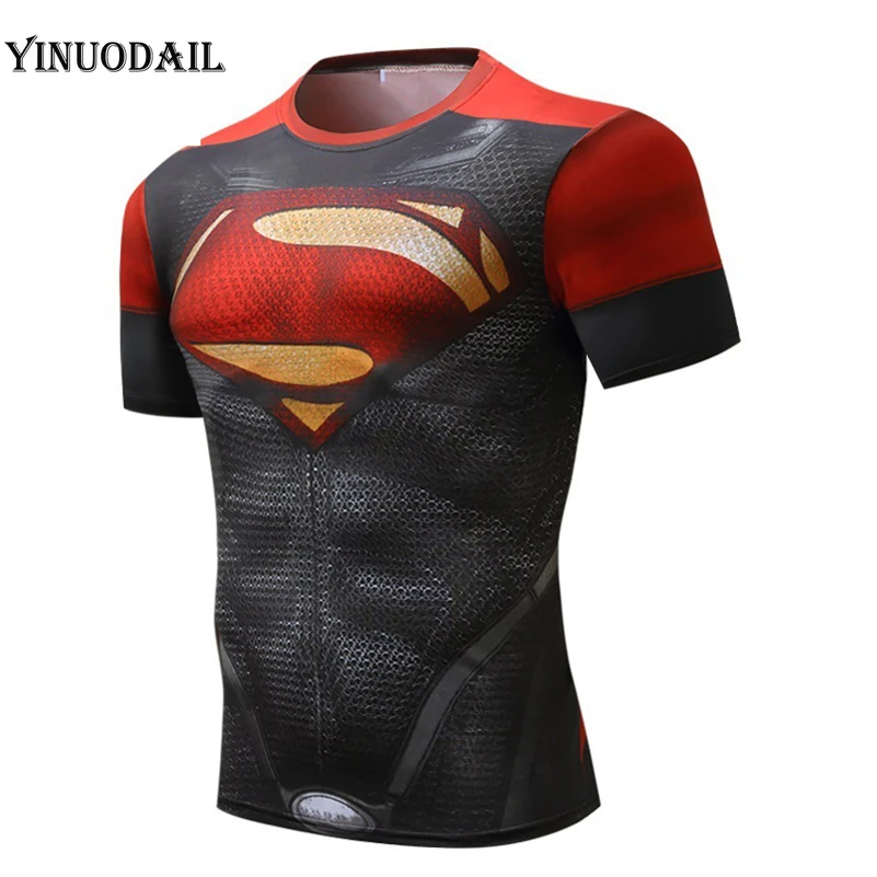 

New 2019 Mens Fitness T shirt Spiderman Superman Captain America Winter Soldier Marvel T Shirt Avengers Costume Superhero Mens