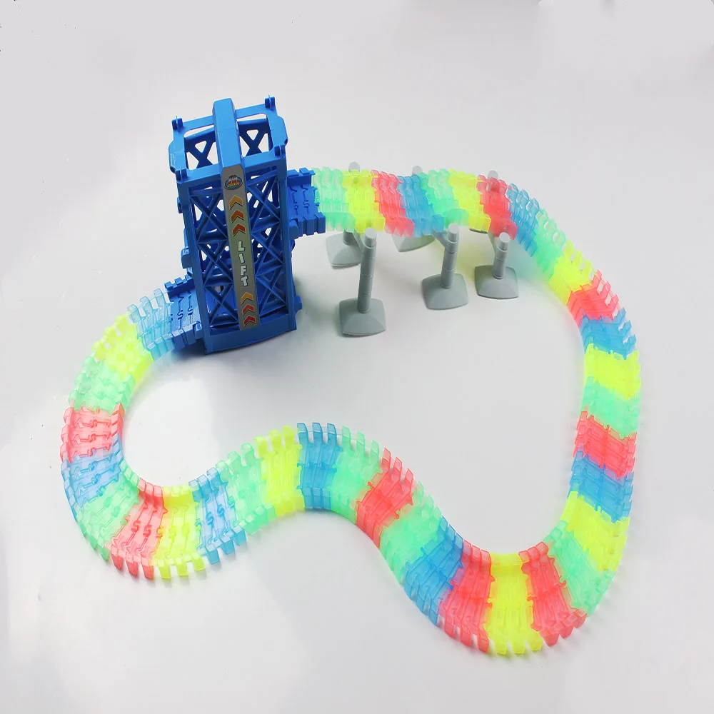

Hot Sale Glow Racing Track Set DIY Roller Coaster Race Track Assembly Flexible Track Vehicle Electronic Glow Puzzle Rail Toys