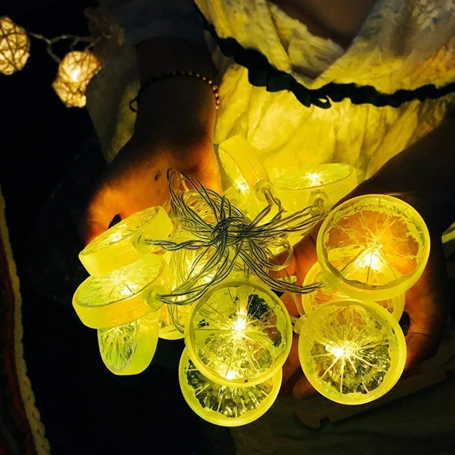 

LED Lemon Slice Shape String Light 3M 20 leds Warm Decorative Indoor Light String Clear Cable Battery Powered Bedroom Night Lamp
