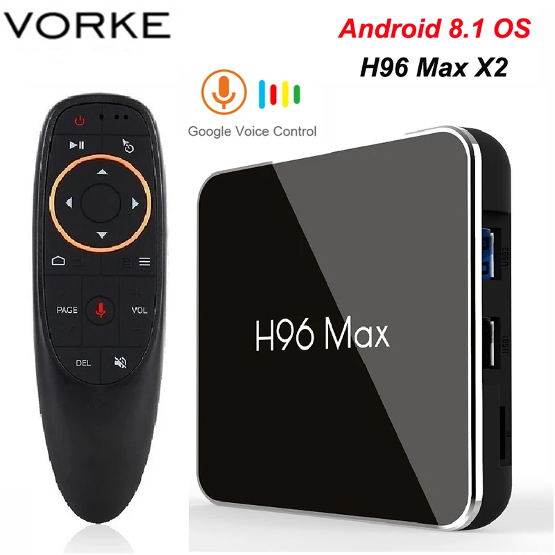 

Vorke H96 MAX X2 TV BOX Amlogic S905x2 Android 8.1 with Voice Remote Control 4G/32G 4G/64G 2.4G/5G WIFI 100M LAN Bluetooth