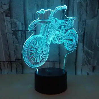 

Motorcycle Seven Color Gradual Change Table Lamps Touch Remote Control 3d Night Light Led 3d Visual Gift Small Desk Lamp