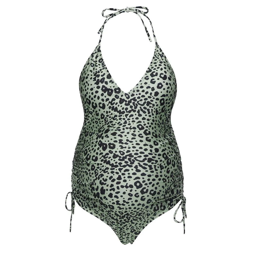 Купальный костюм для беременных, женская одежда, лето, Цельный купальник для беременных, купальник с леопардовым принтом, пляжные купальные костюмы M22#25