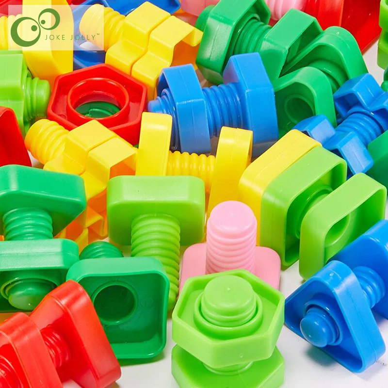 

2Sets/lot Screw building blocks plastic insert blocks nut shape toys for children Educational Toys scale models GYH