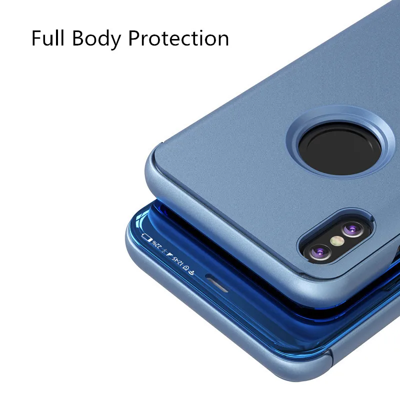 Прозрачный зеркальный чехол для iPhone X 8 7 6 6S Plus 5S SE Smart View кожаный книжка XR XS Max