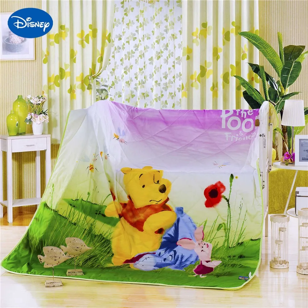 

Disney Cartoon Winnie the Pooh Tigger Piglet Summer Quilts Comforters Boy's Bed Bedspread Bedding Single Twin Size Soft Green