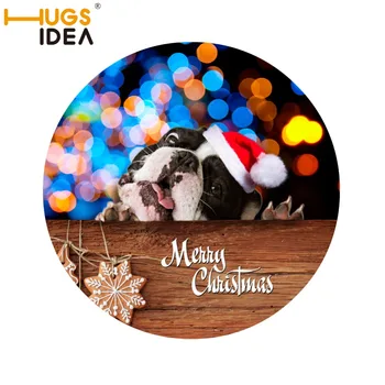 

HUGSIDEA 3D Funny Xmas Round Carpet Cute Dog Cat Christmas Design Children Play Floor Mat Carpets and Rugs for Kids Bedroom Mats