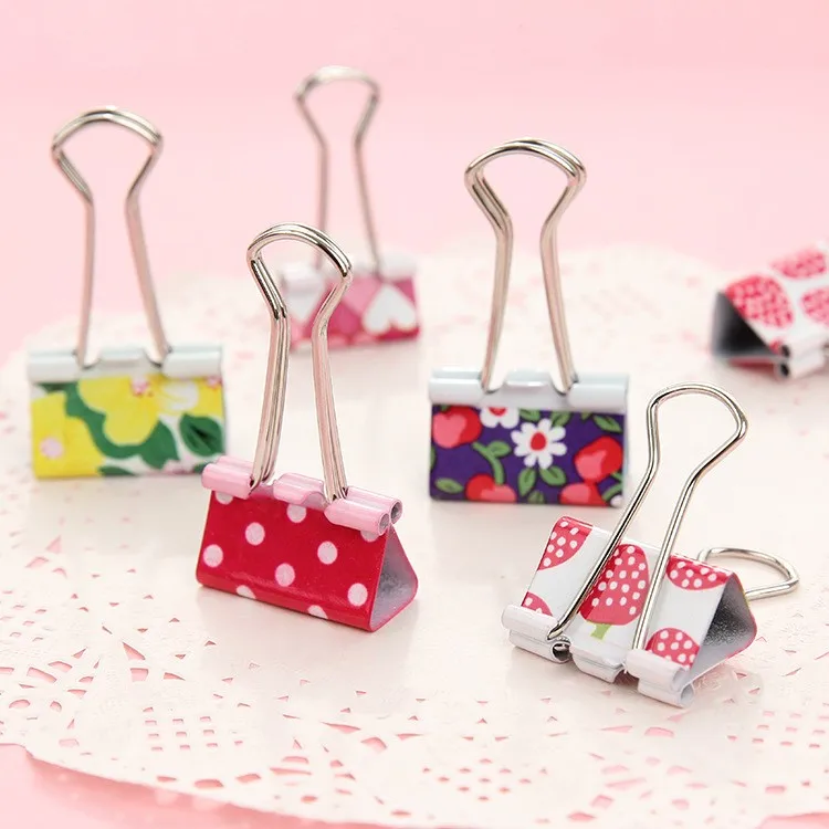 

24pcs Cute color Paper clips para papel flowers Metal Paperclips Binder Clips Printing small clip for gifts stationery 02620