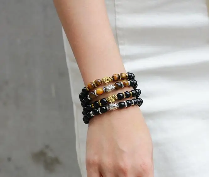 String bead elastic bracelet Natural stone Buddha bead bracelet mix