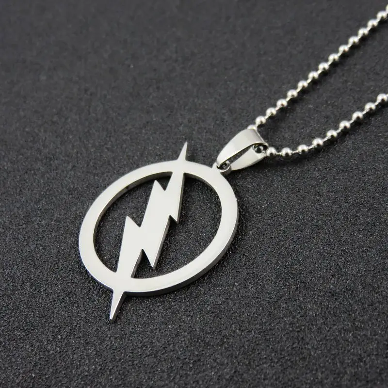 Silver Color Stainless Steel Flash Lightning Necklace Pendant With 50cm