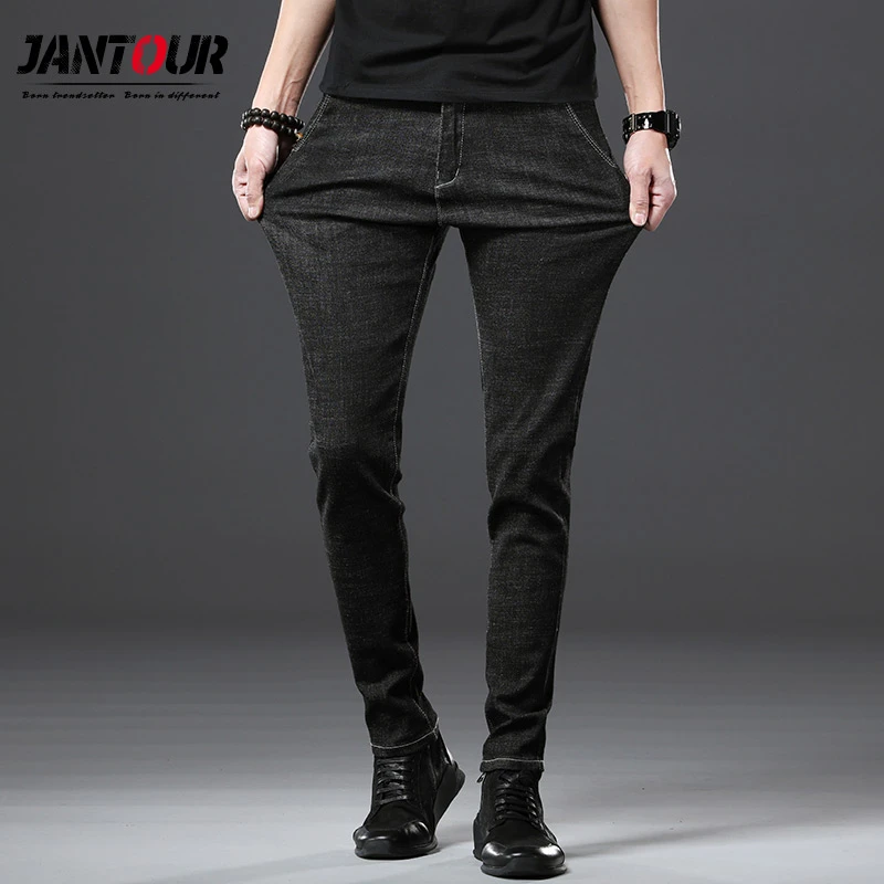 black skinny stretch trousers mens