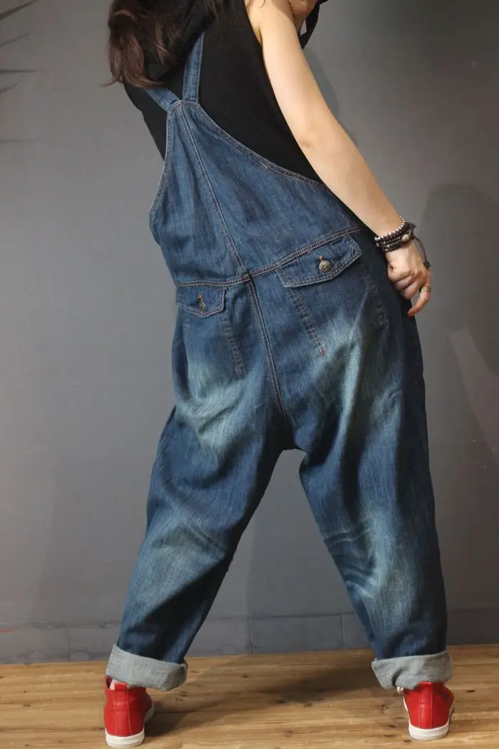 Весенне-осенние женские повседневные универсальные свободные винтажные отбеленные рваные джинсы свободного размера плюс, джинсовые комбинезоны