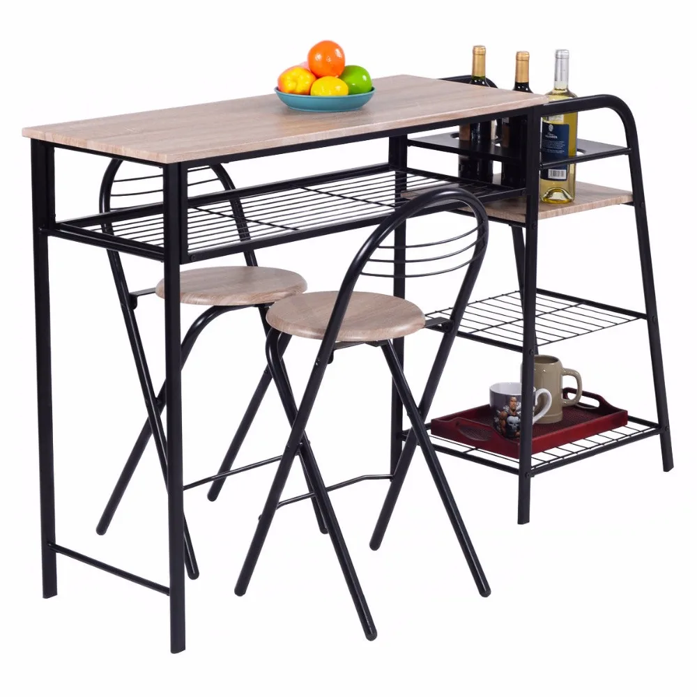 Giantex 3 Pc Pub Dining Set Table Chairs Counter Height Home Giantex 3 Pc Pub Dining Set Table Chairs Counter Height Home