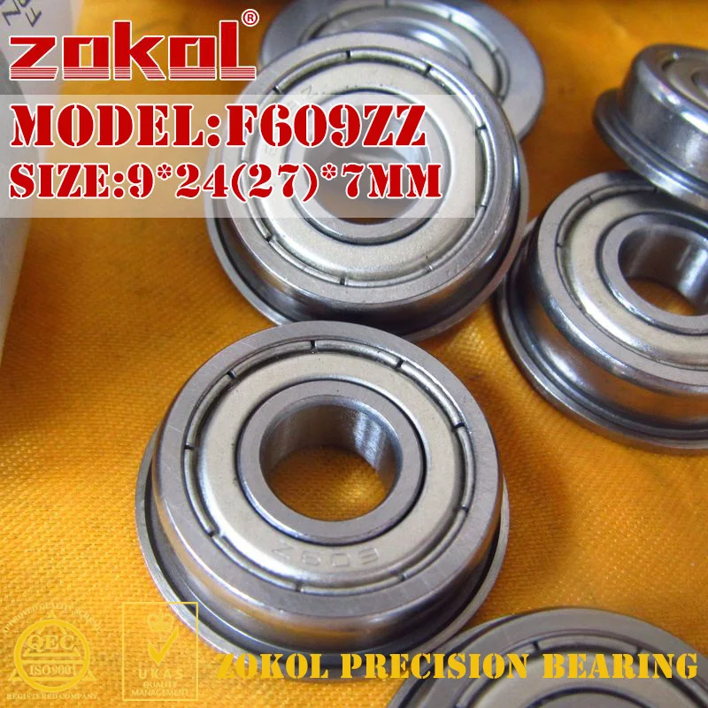 

ZOKOL F609 ZZ bearing F609ZZ Flange bearing F609-ZZ Deep Groove ball bearing 9*24(27)*7mm