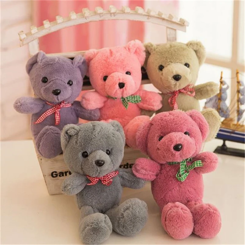 25cm Lovely Teddy Bear Stuffed Animals Soft Plush Toys Gray Pink Red Multicolored Bear Plush