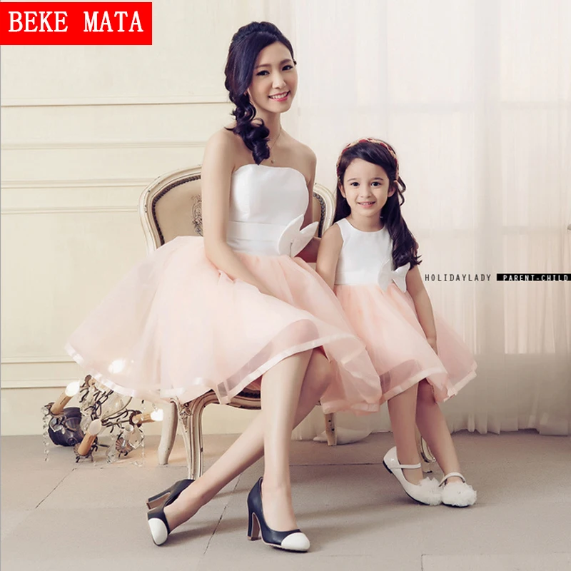 Платье для мамы и дочки без рукавов с бантом|mother daughter matching dress|matching dress clothesmom |