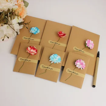 

50 X Brown DIY Kraft Paper Party Envelopes Festival Greeting Card Invitation Card ( envelope+kraft paper+flower+writings tag)