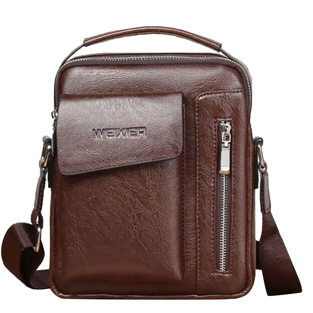 

Vintage Messenger Bag Men Shoulder bags Pu Leather Crossbody Bags For Men Bags Retro Zipper Man Handbags