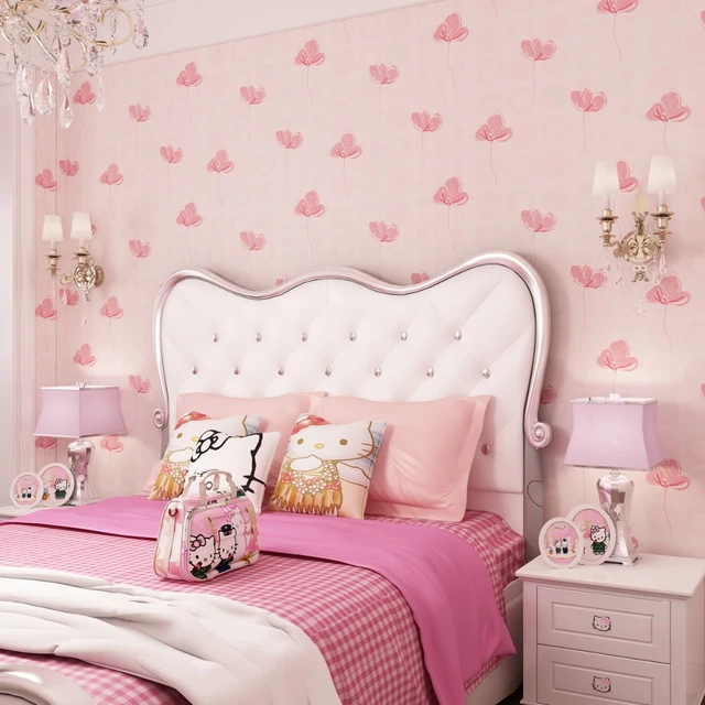 Kids Room Wallpapers Girls Bedroom Nonwovens Warm Korean Style Pastels Pink  3d Wall Murals Princess Phalaenopsis Wallpapers - Wallpapers - AliExpress