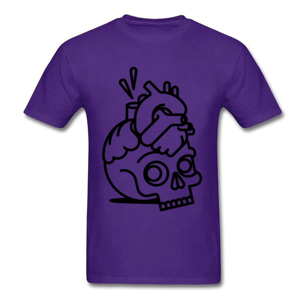 Skull Heart Men On Sale Group Tops T Shirt O Neck Lovers Day All Cotton T-shirts Casual Short Sleeve Sweatshirts Skull Heart purple