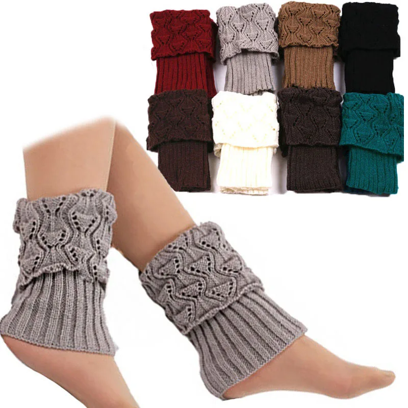 

1 Pair Women Crochet Boot Cuffs Knit Toppers Boot Socks Winter Leg Warmers H9