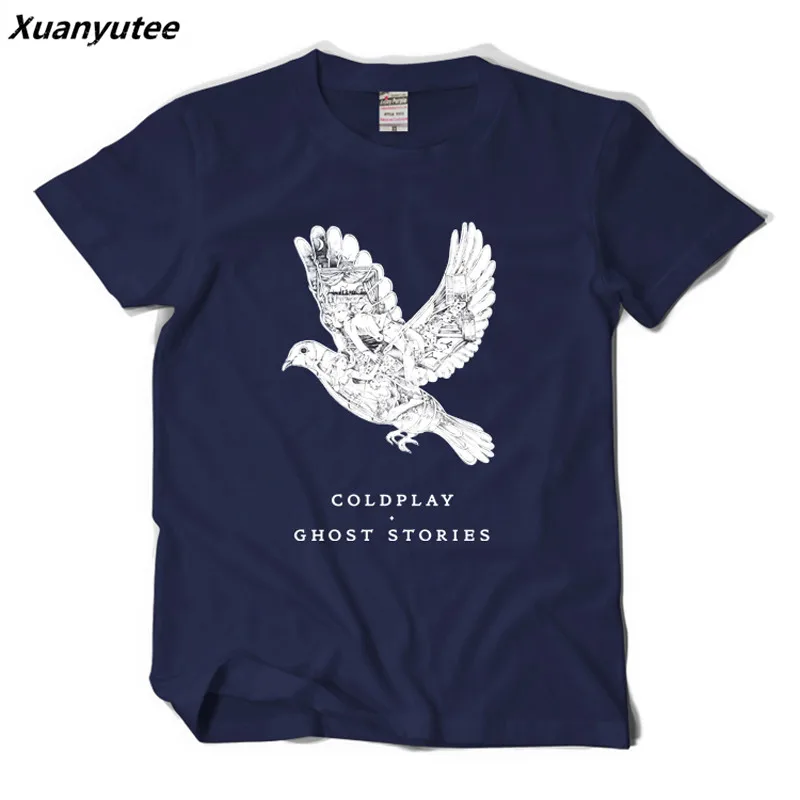 

Xuanyutee 2018 Summer Fashion Coldplay Ghost Stories Tee Shirt Homme Print Cotton Short Sleeved O-neck Coldplay Fans T-shirt Men