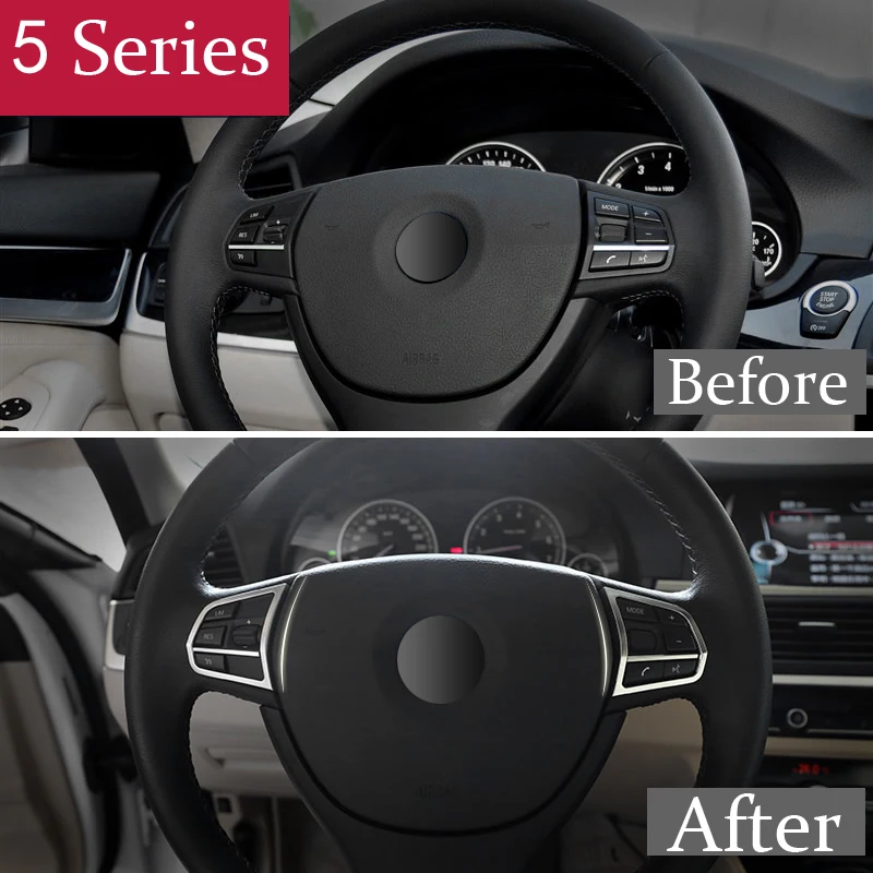 XMSM Steering Wheel Trim Cover Decorative Sticker For BMW 1 3 Series 2014 2015 2016 2017 2018 2019 Car Interior Styling Accessories Decorative Sticker Cover