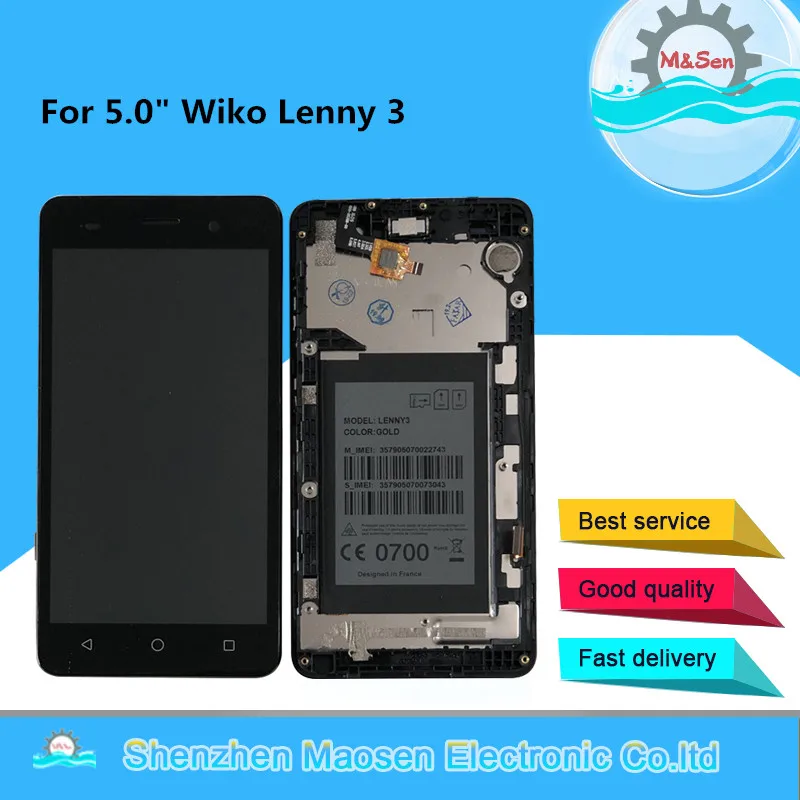 ЖК дисплей 5 0 &quotM &amp Sen для Wiko Lenny 3 Lenny3 экран + сенсорная панель дигитайзер с рамкой