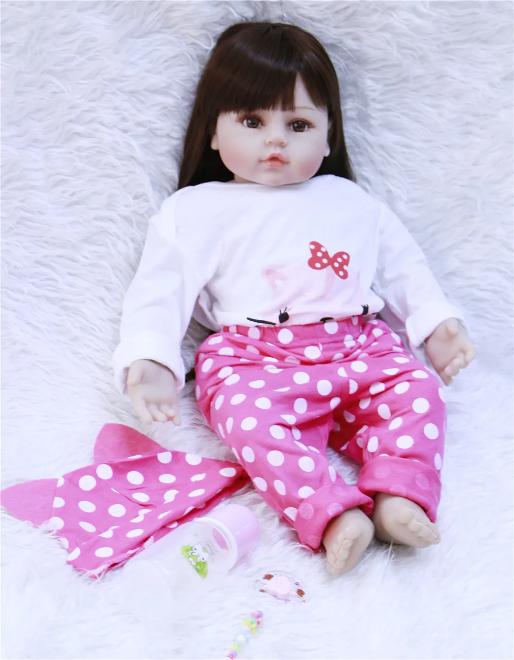 

Latest new 58cm Silicone Reborn Boneca Realista Fashion Baby Dolls For Princess Children Birthday Gift Bebes Reborn Dolls