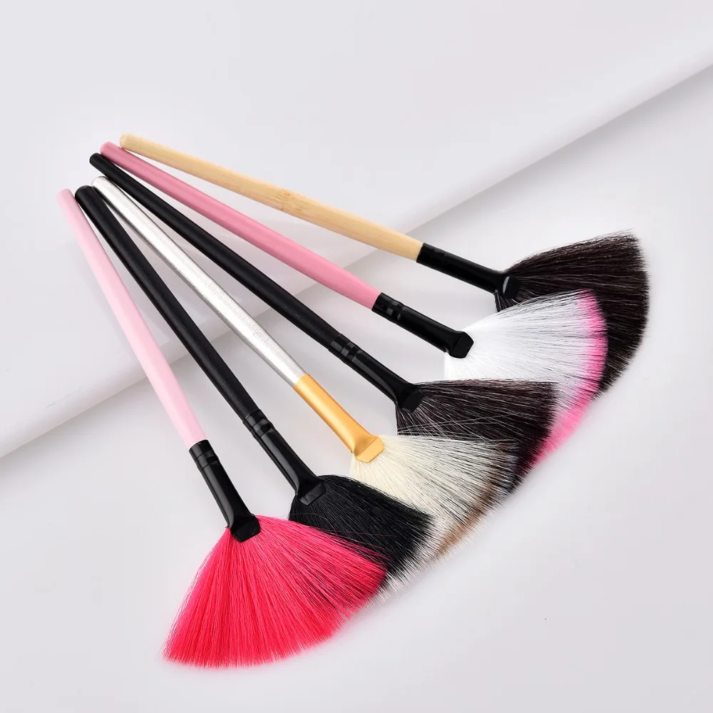 

1Pcs Makeup Brushes Pro Small Fan shape Blending Highlighter Contour Face Powder Brush For Makeup Cosmetics Nature Bristle Tool