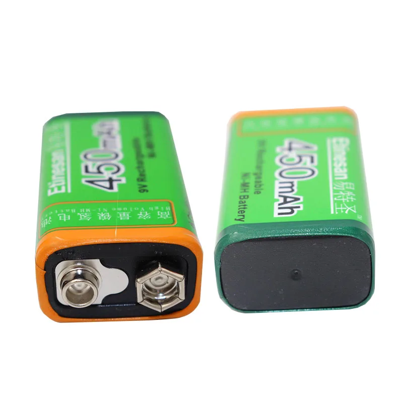 2pcs/lot ETINESAN 9v 450mAh Ni MH Rechargeable 9 Volt NiMH Battery